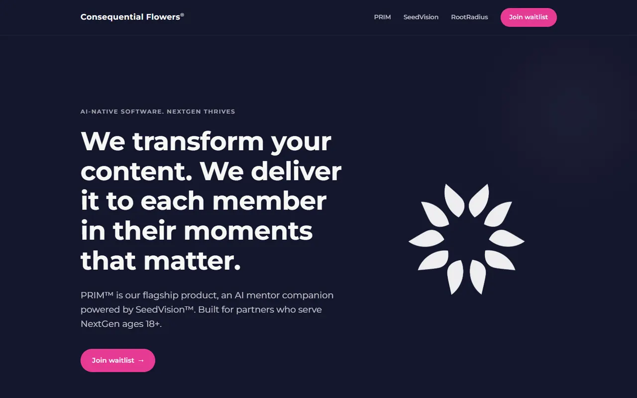 Consequential Flowers home page