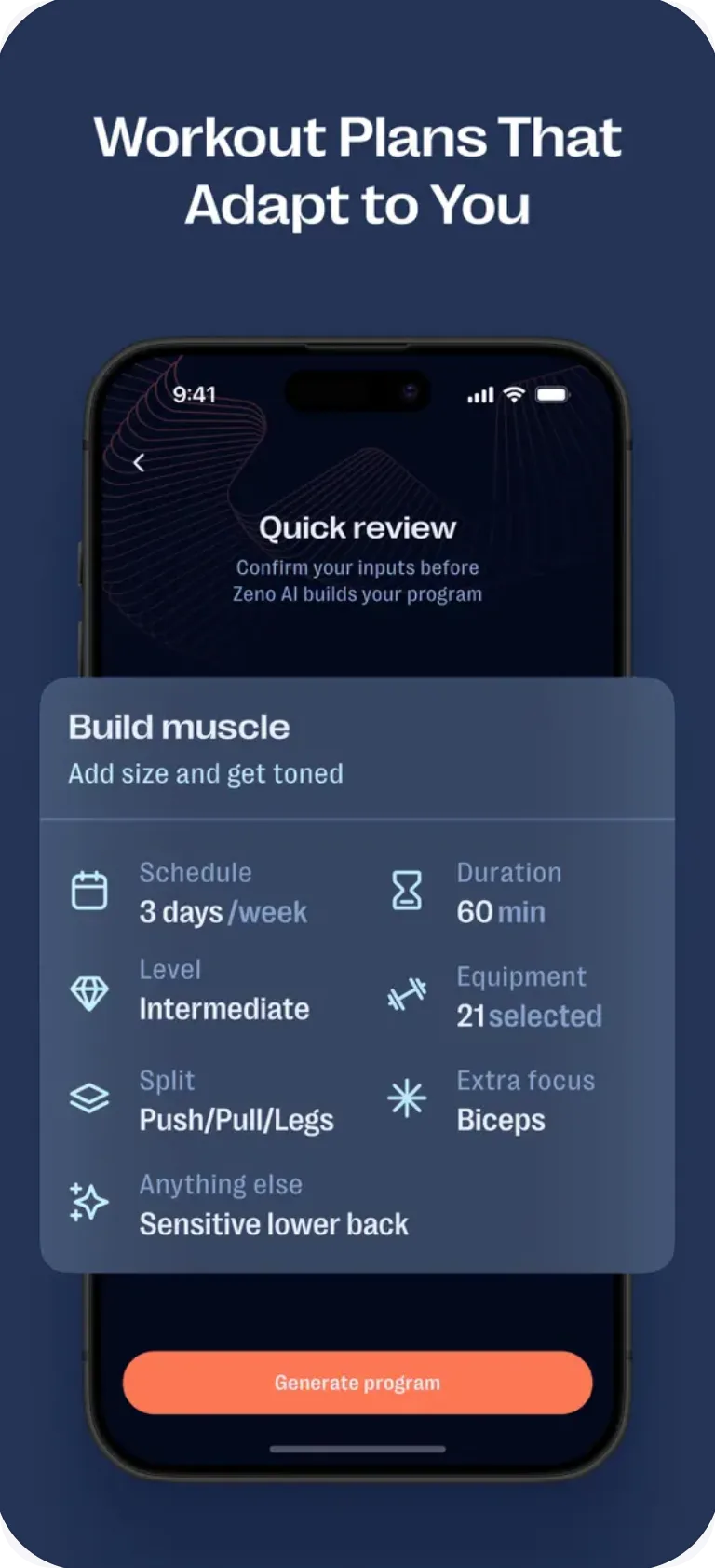 Zeno app screen